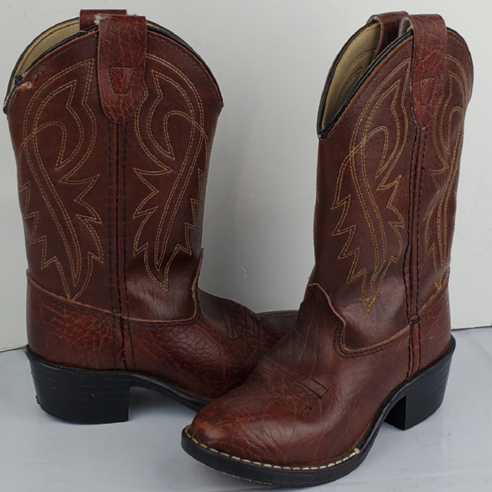 Westex Kids Brown Cowboy Western Boots USA Made - Size 10.5 D - FLAW SEE PHOTOS